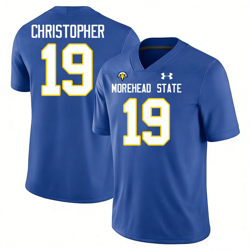 Morehead State Eagles #19 John Christopher College Football Jerseys,Uniforms-Blue